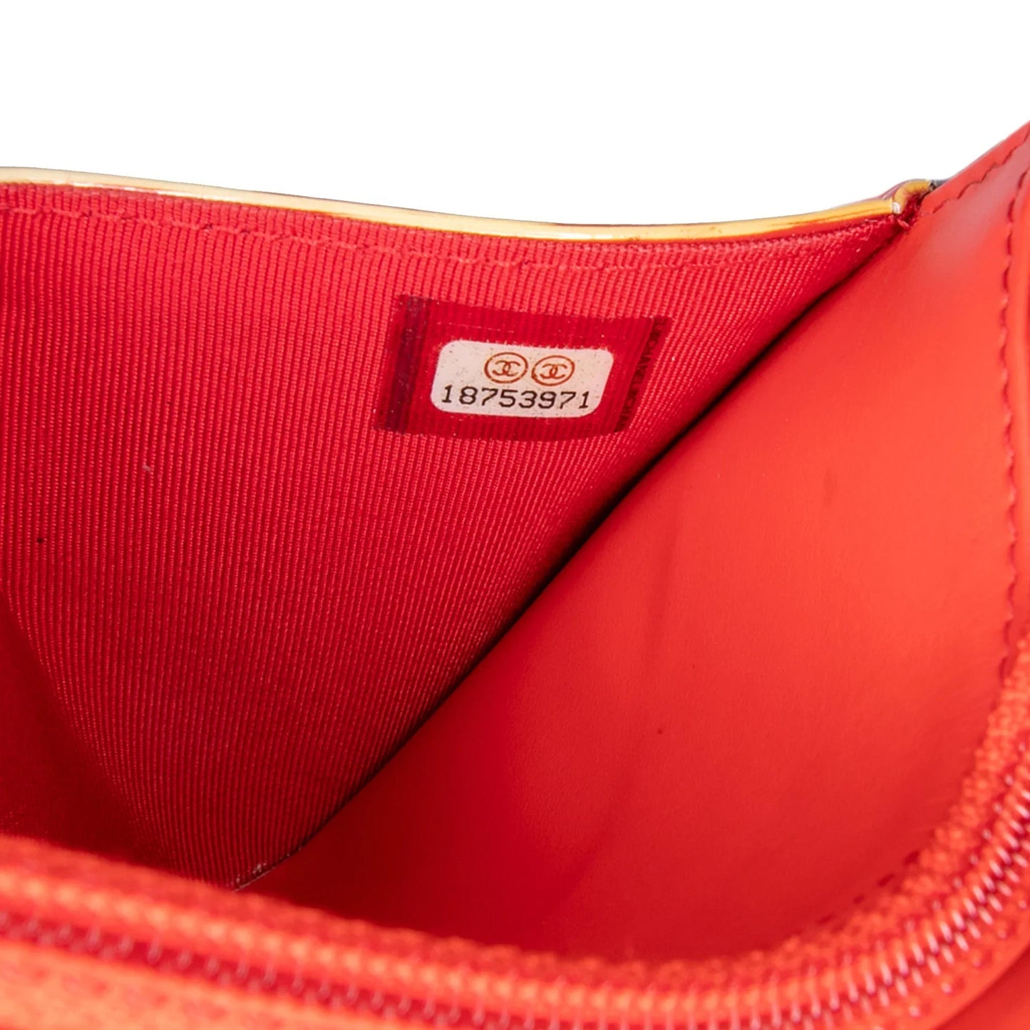 Orange Chanel Patent Striped Wallet On Chain Crossbody Bag