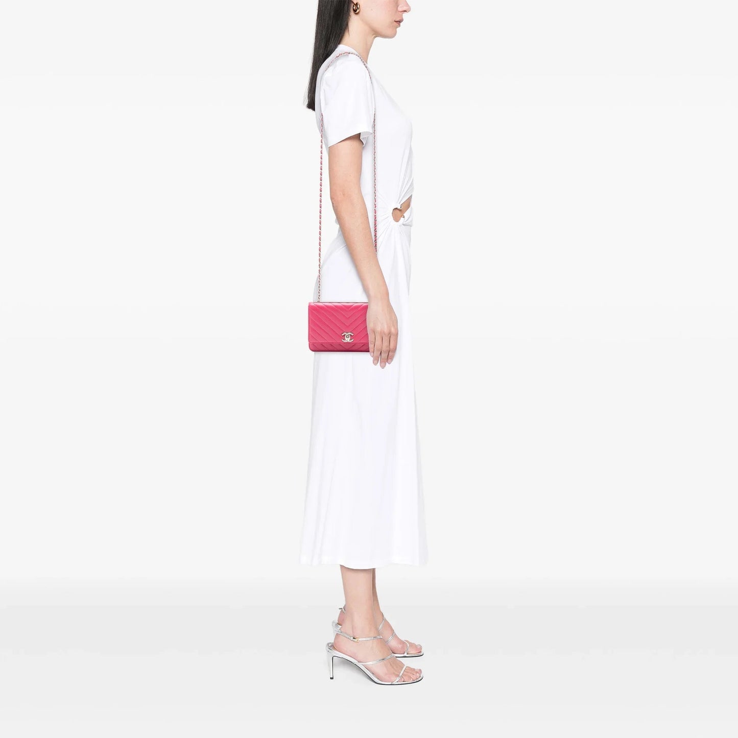 Pink Chanel Chevron Lambskin Trendy CC Chain Wallet on Chain Crossbody Bag