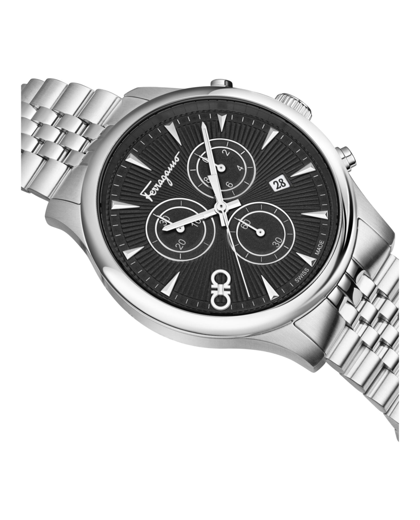 Ferragamo Mens  Stainless Steel 42mm Bracelet Fashion Watch
