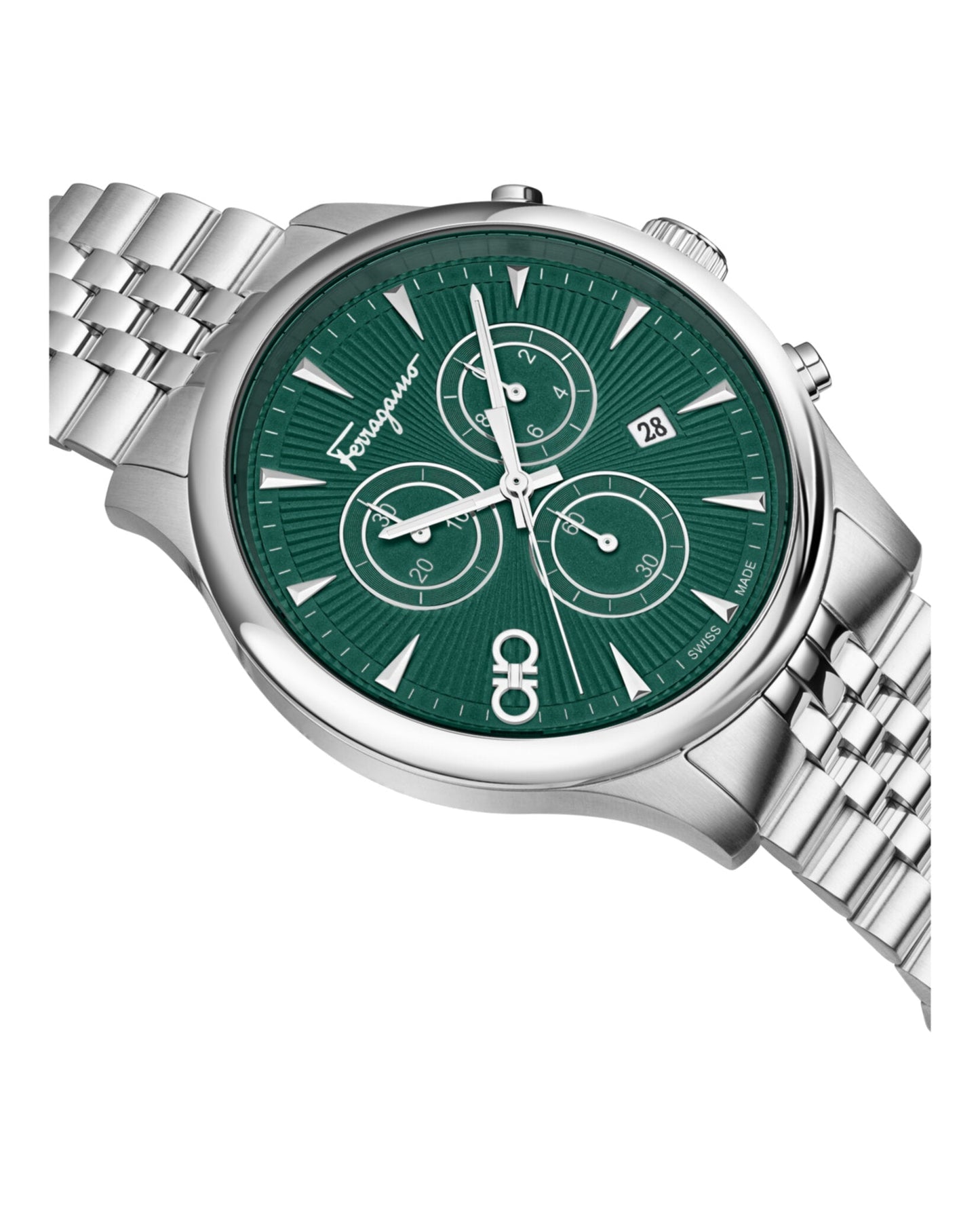 Ferragamo Mens  Stainless Steel 42mm Bracelet Fashion Watch