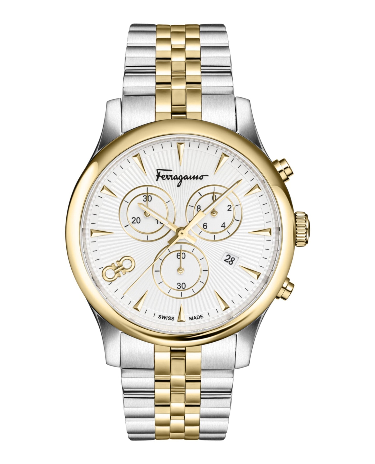 Ferragamo Mens  Two Tone 42mm Bracelet Fashion Watch