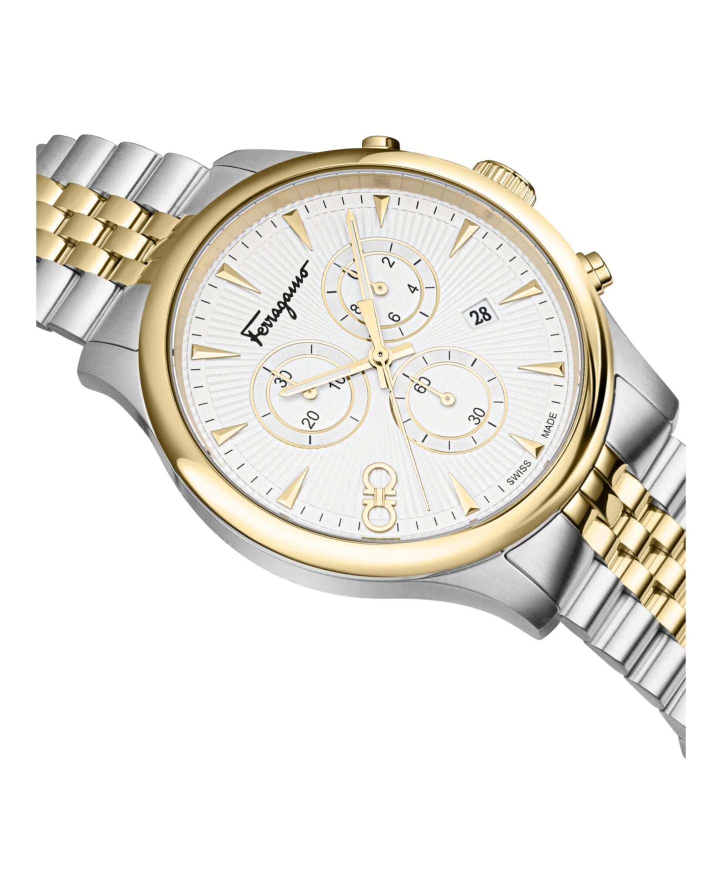 Ferragamo Mens  Two Tone 42mm Bracelet Fashion Watch