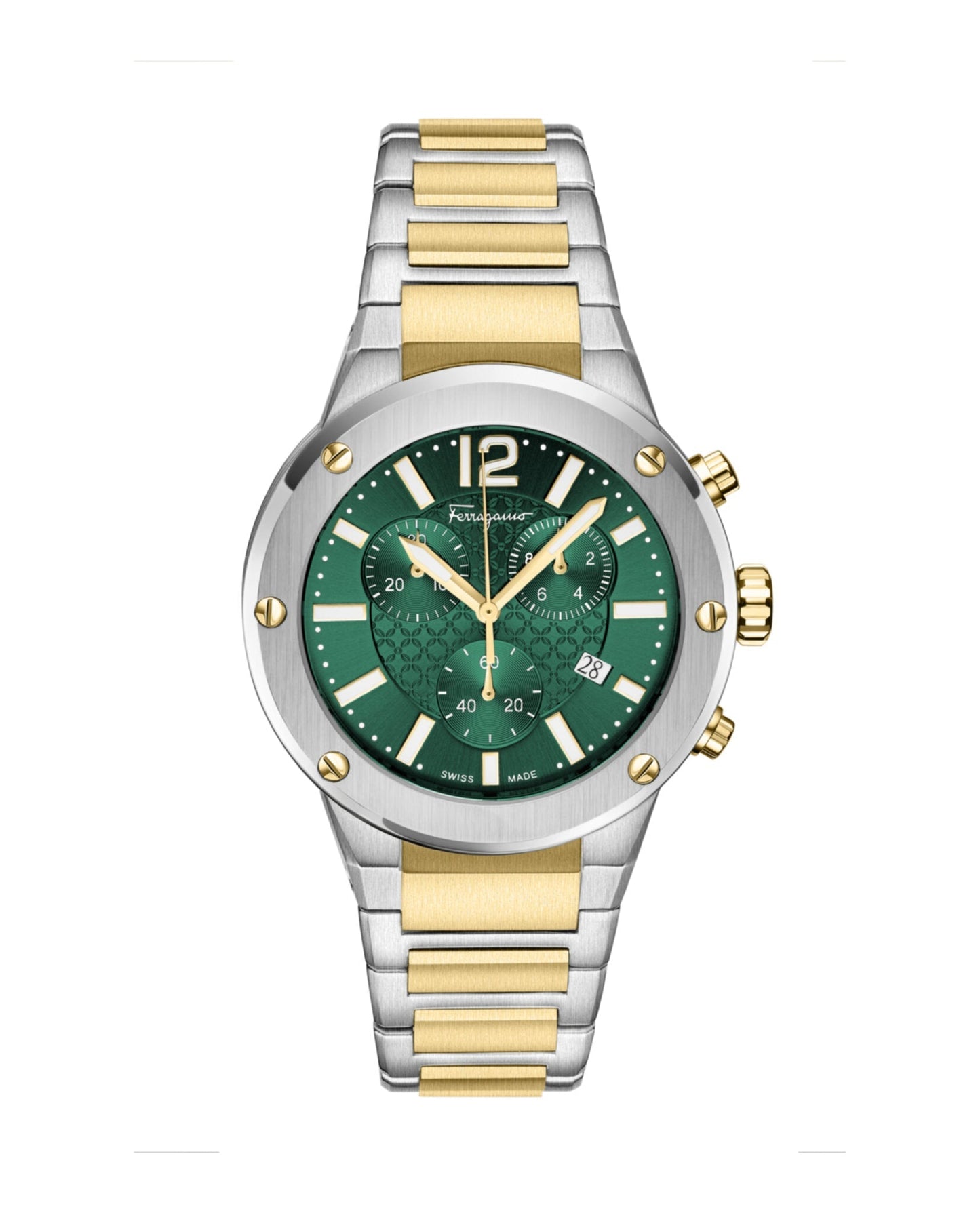 Ferragamo Mens  Two Tone 42mm Bracelet Fashion Watch