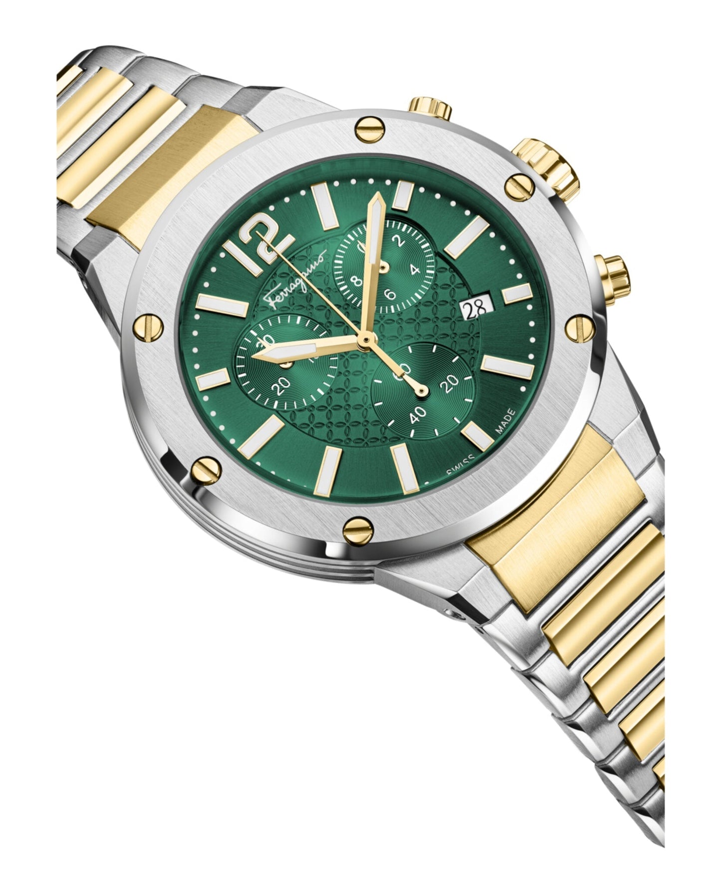 Ferragamo Mens  Two Tone 42mm Bracelet Fashion Watch