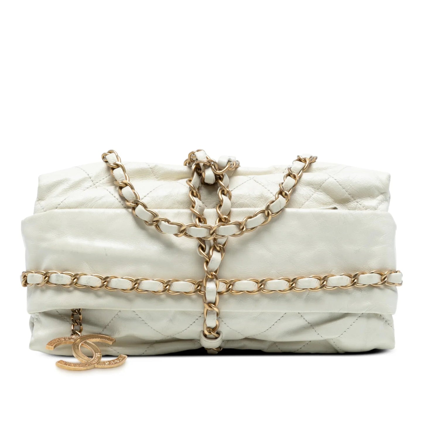 White Chanel Quilted Calfskin Midnight Swim Baluchon Bag