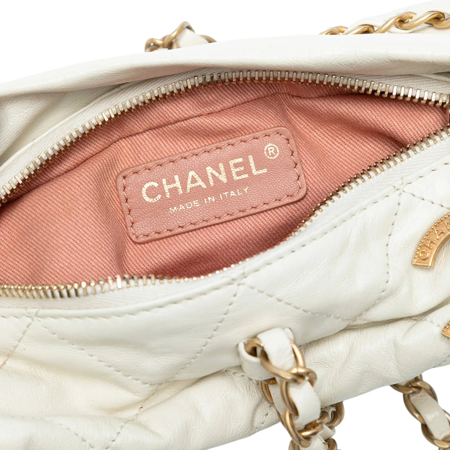 White Chanel Quilted Calfskin Midnight Swim Baluchon Bag