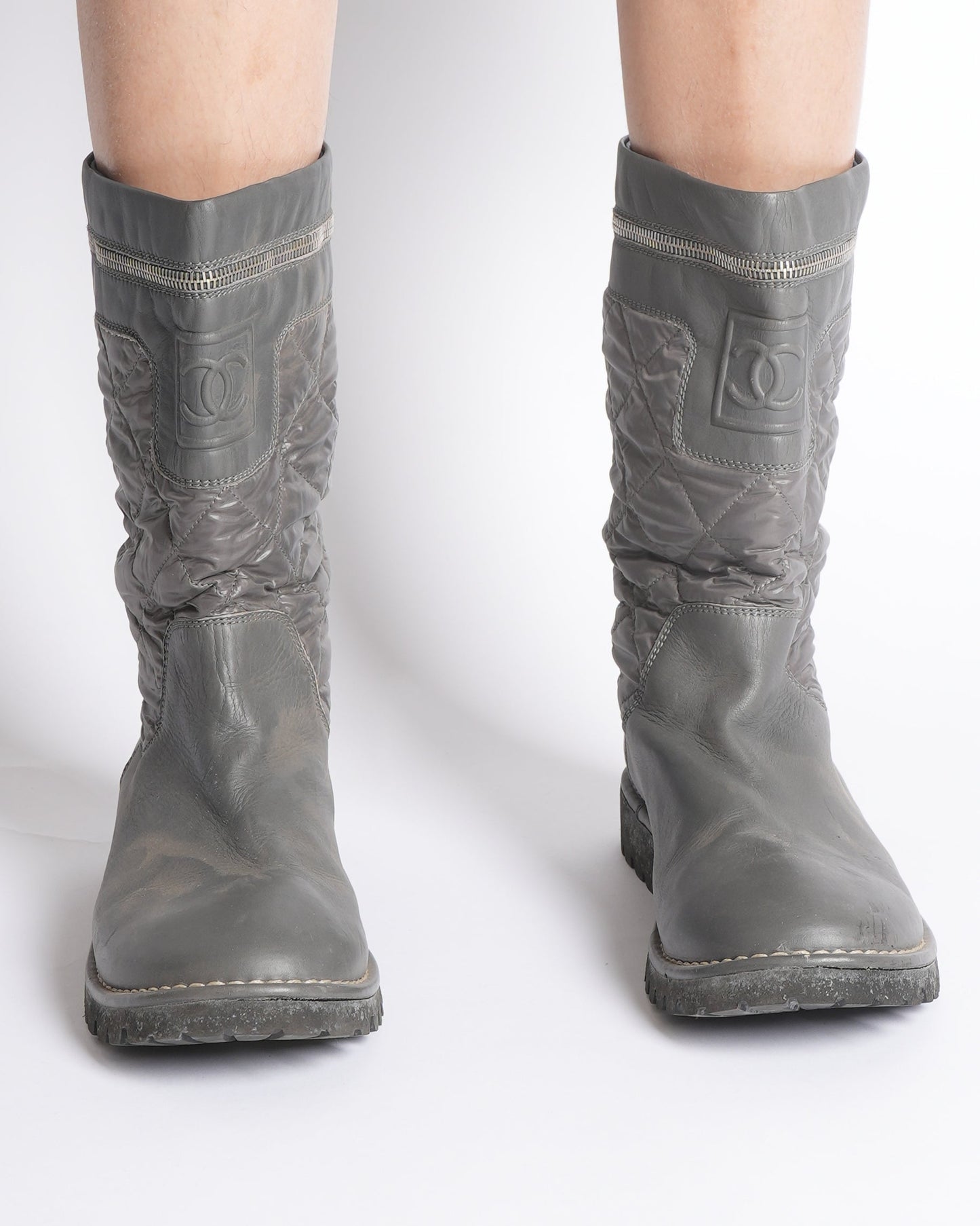 Chanel Quilted Leather Biker Women's Boots