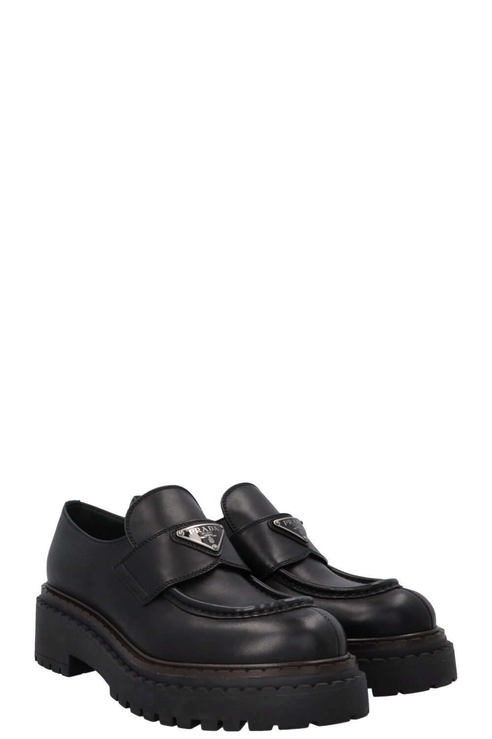 PRADA Triangle Logo Loafers Black