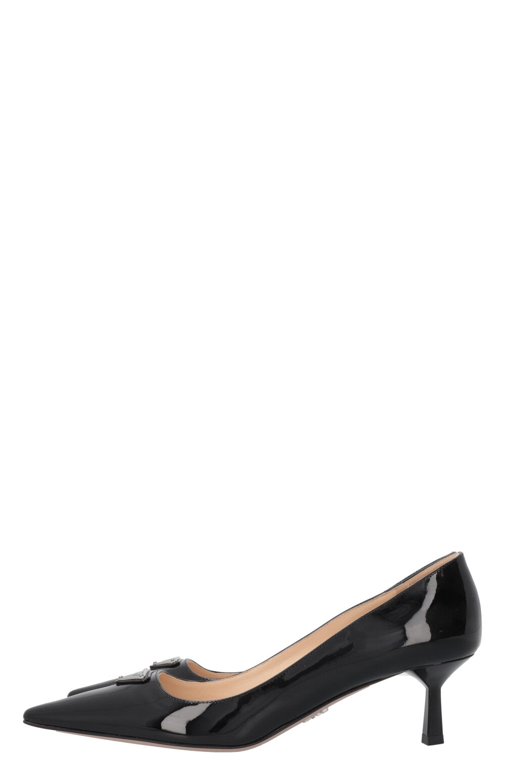 PRADA Logo Heels Patent Black
