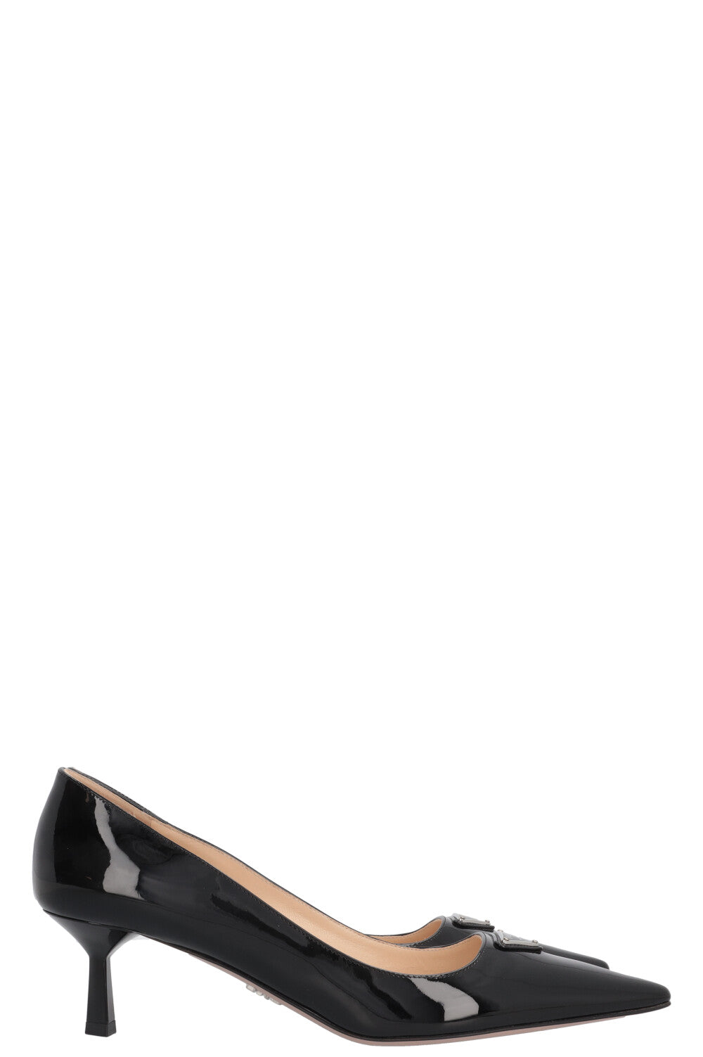 PRADA Logo Heels Patent Black