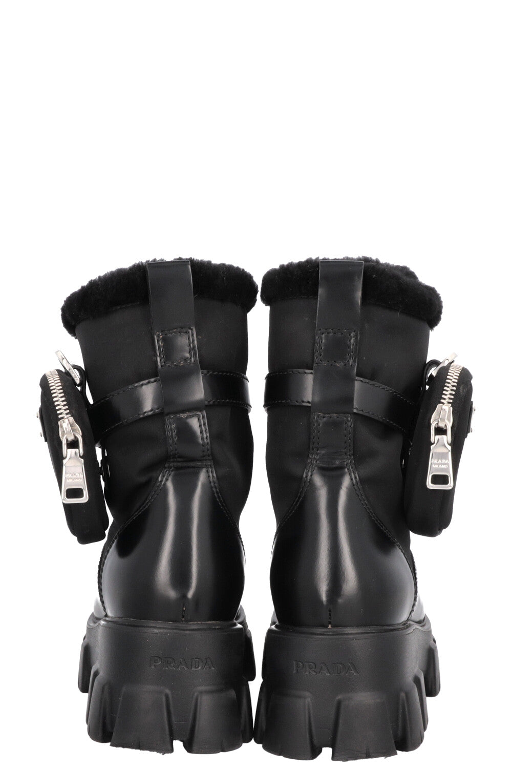 PRADA Monolith Boots Leather Shearling Black