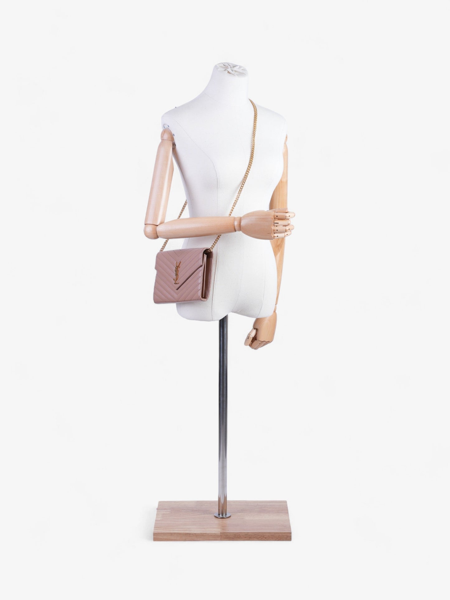 Saint Laurent Cassandre Envelope Chain Wallet Beige Matelasse Leather