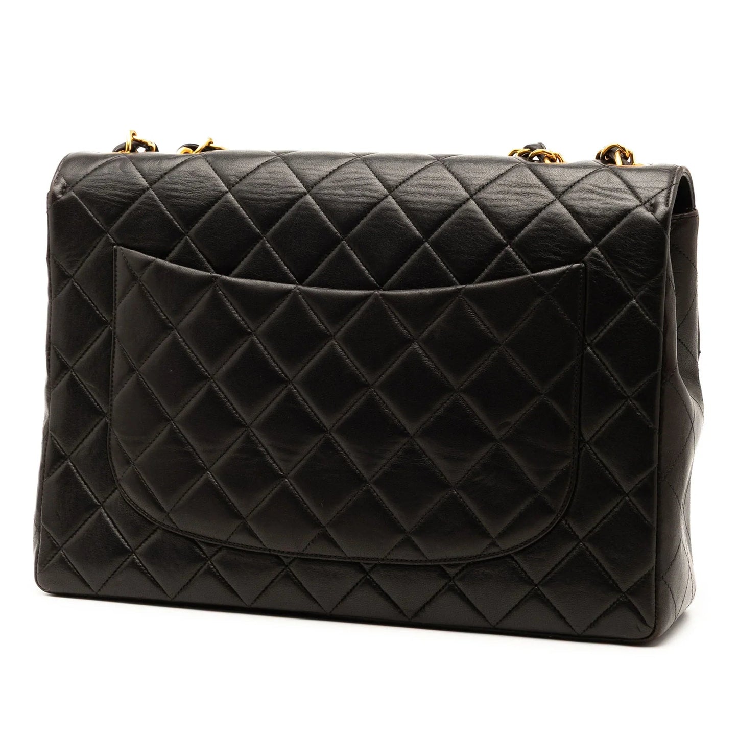 Black Chanel Jumbo Classic Lambskin Single Flap Shoulder Bag