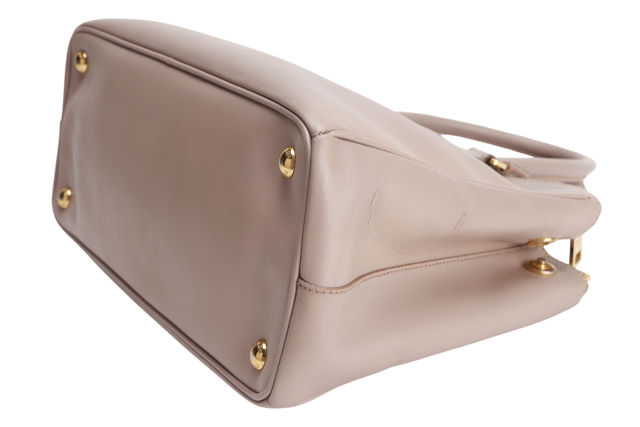 PRADA SMALL GALLERIA 2WAY   TOTE BAG BEIGE SAFFIANO LEATHER GOLD HARDWARE WITH DUST COVER, NO CARD