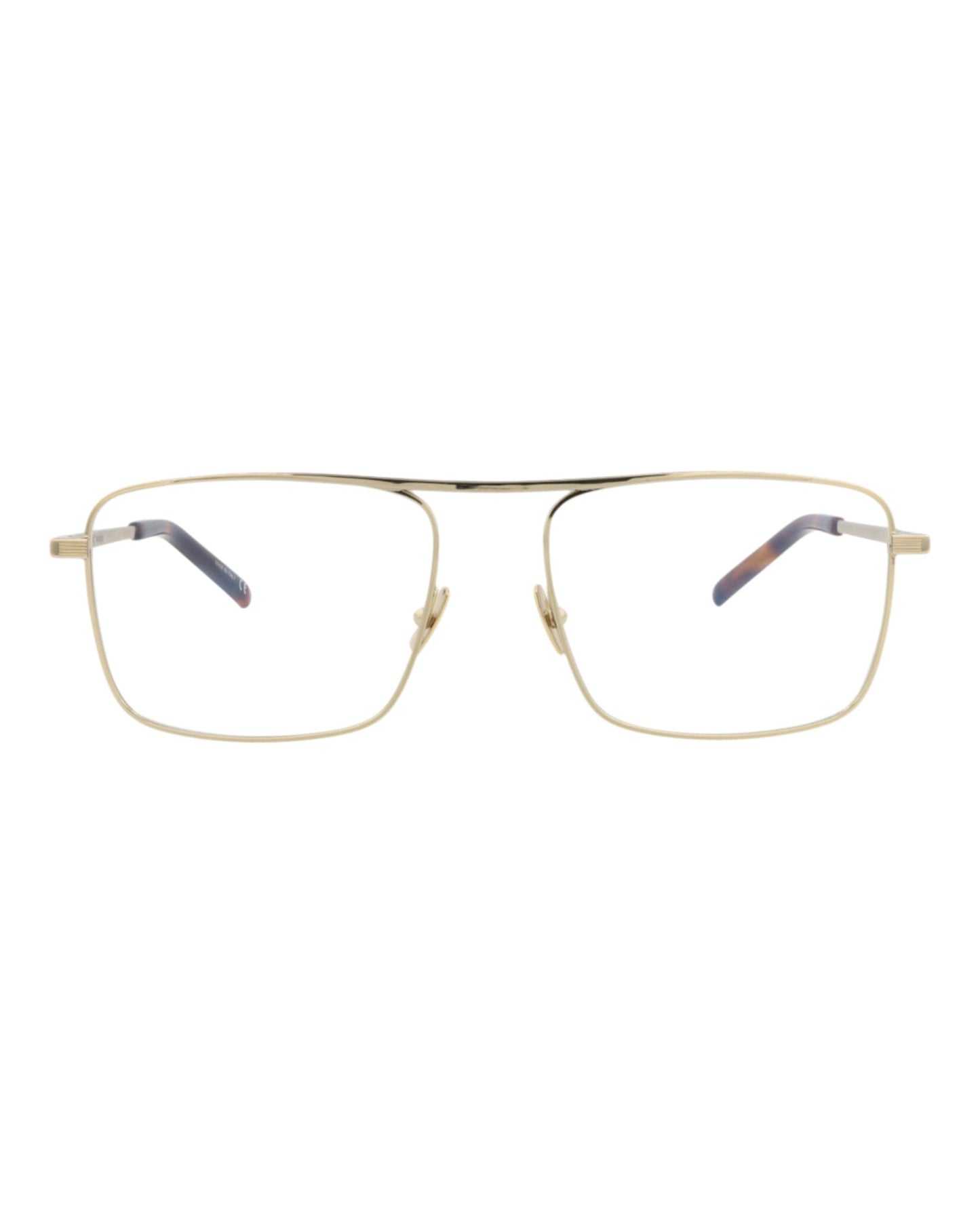 Saint Laurent Mens Square/Rectangle Gold Gold Transparent Fashion Designer Eyewear