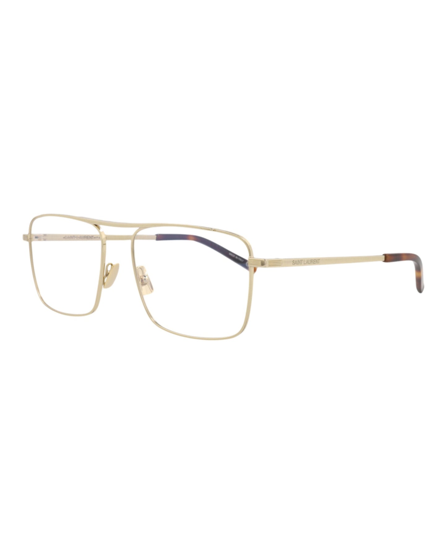 Saint Laurent Mens Square/Rectangle Gold Gold Transparent Fashion Designer Eyewear