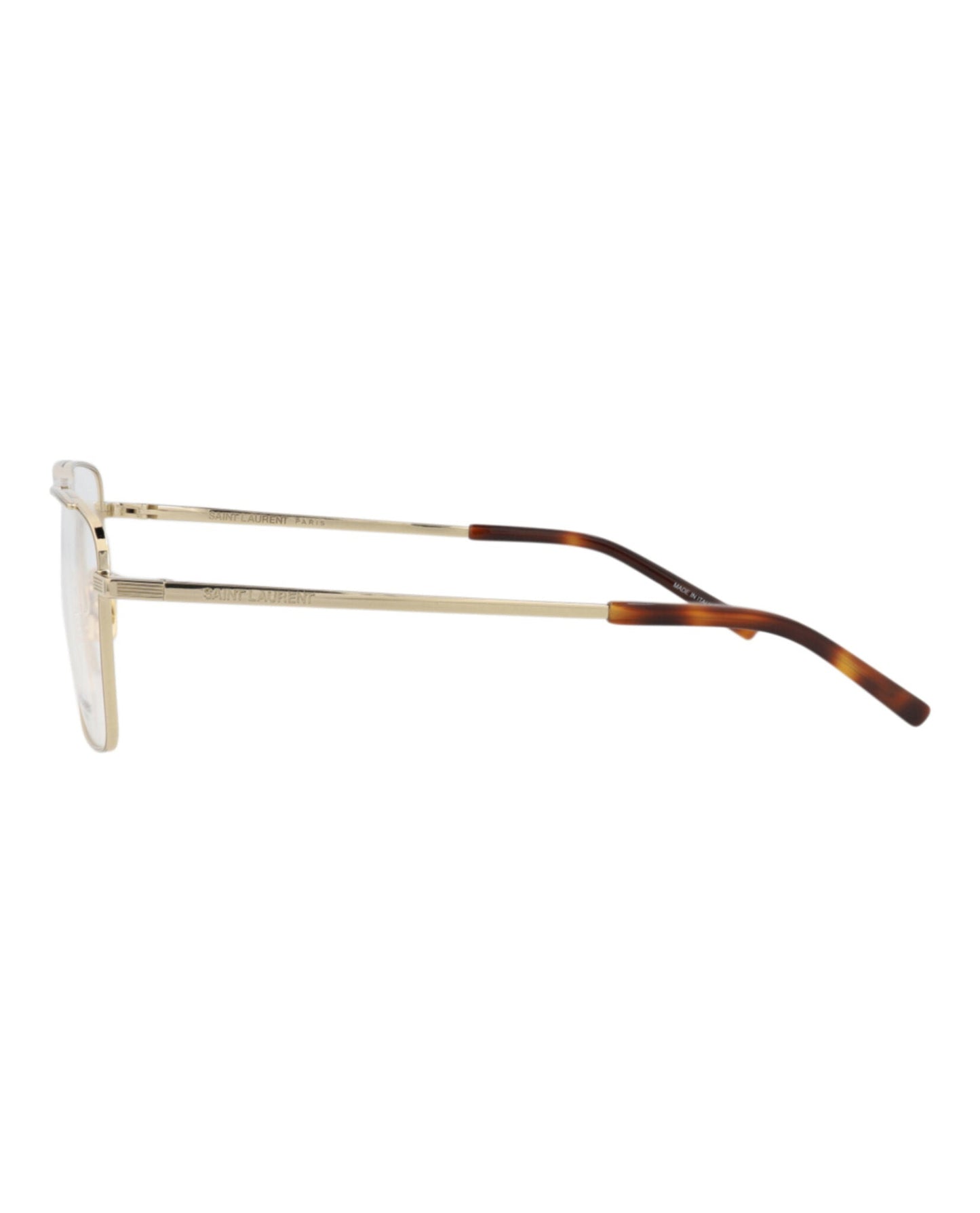 Saint Laurent Mens Square/Rectangle Gold Gold Transparent Fashion Designer Eyewear