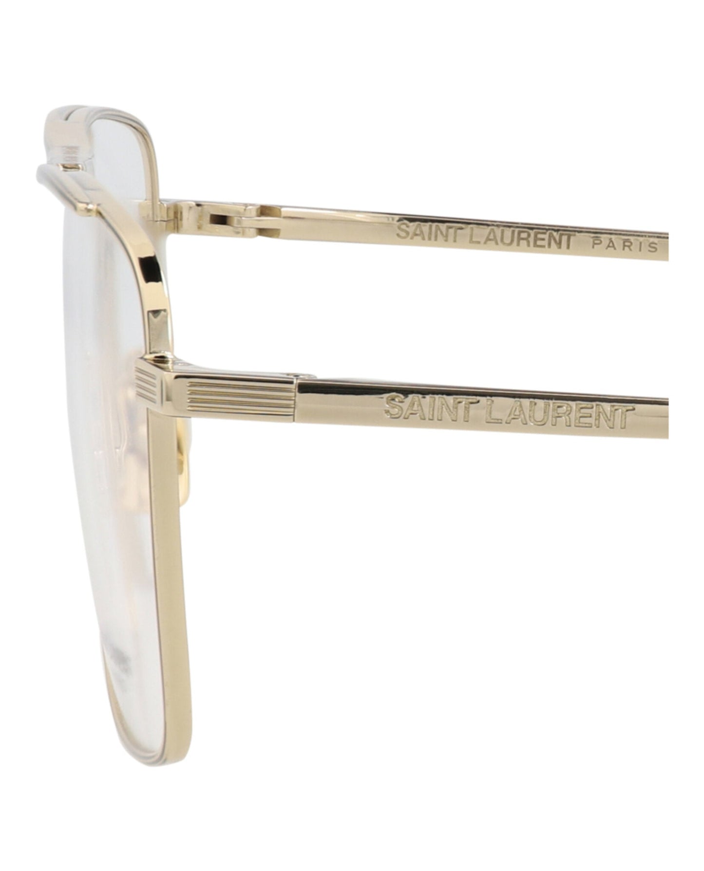 Saint Laurent Mens Square/Rectangle Gold Gold Transparent Fashion Designer Eyewear