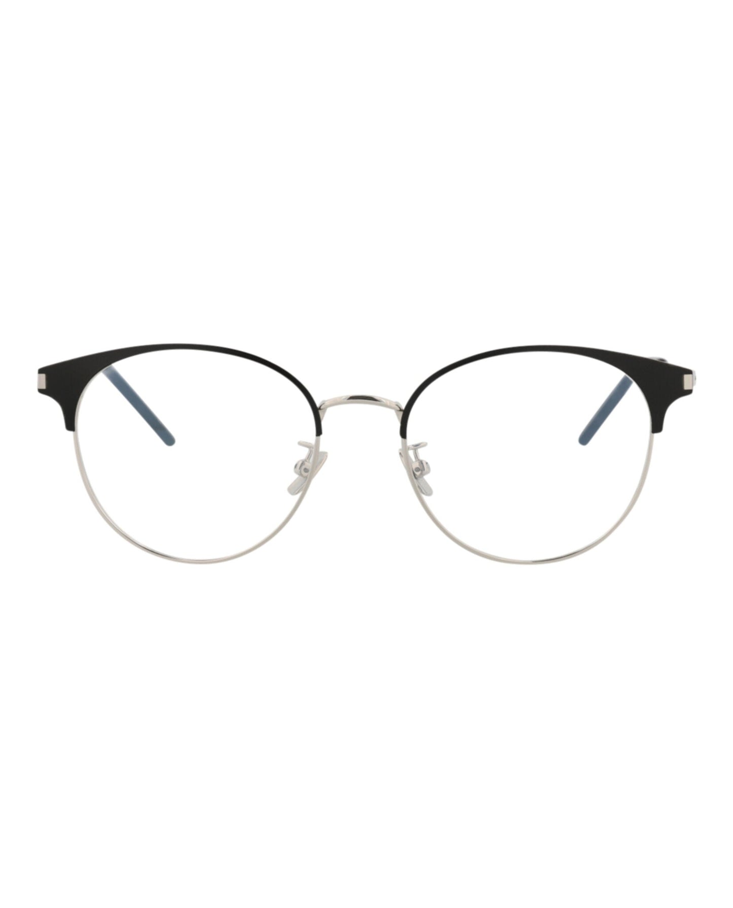 Saint Laurent Mens Round/Oval Black Silver Transparent Fashion Designer Eyewear