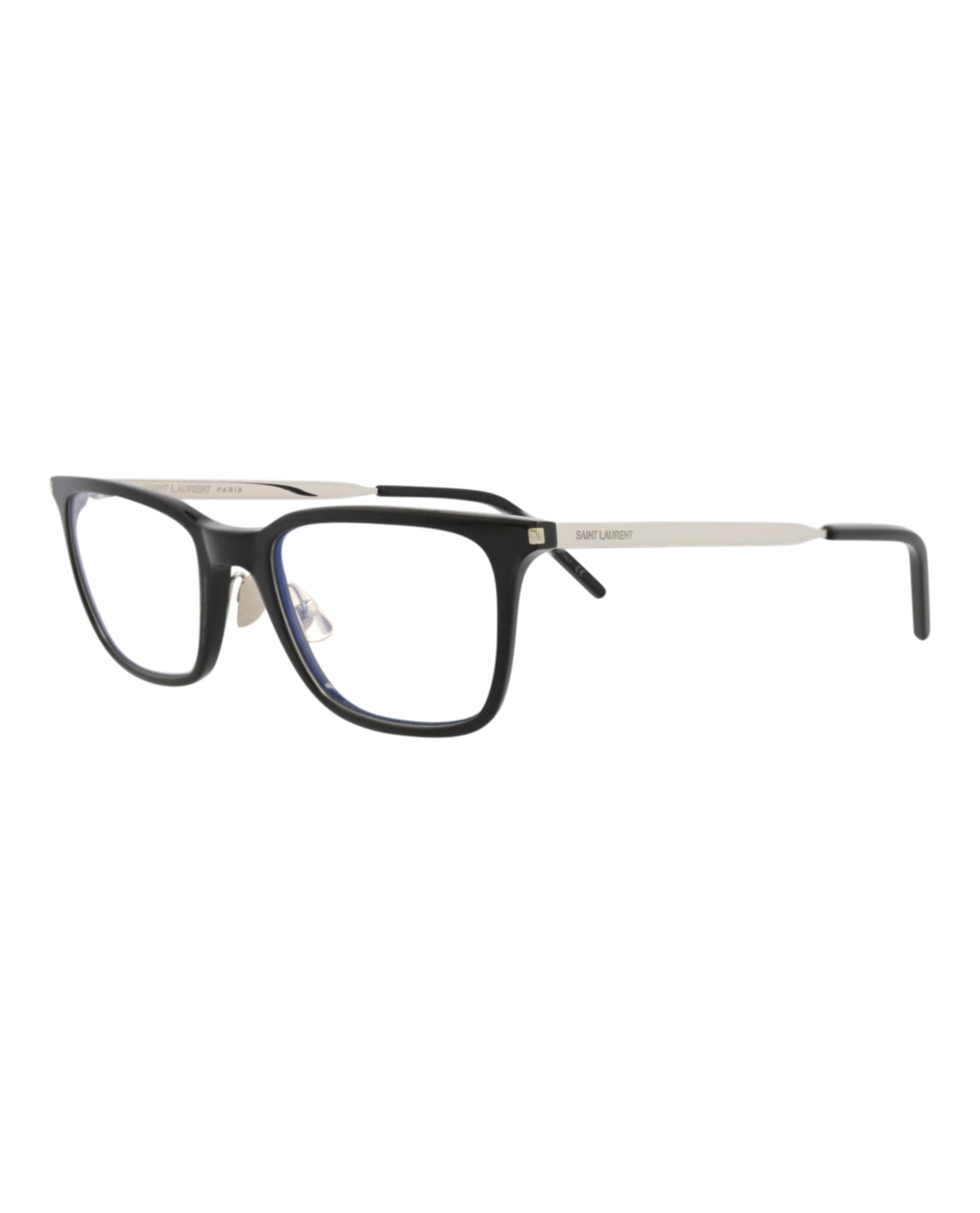 Saint Laurent Mens Square/Rectangle Black Silver Transparent Fashion Designer Eyewear