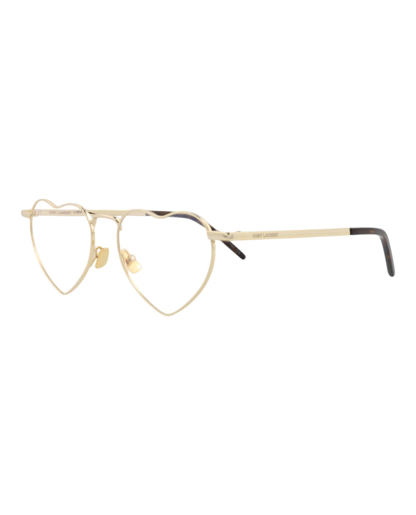 Saint Laurent Womens Cat Eye Gold Gold Transparent Fashion Designer Eyewear