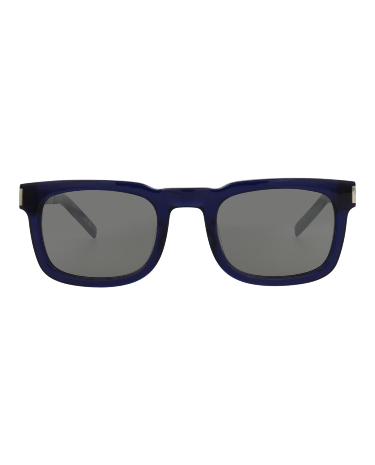 Saint Laurent Unisex Square/Rectangle Blue Silver Silver Fashion Designer Eyewear