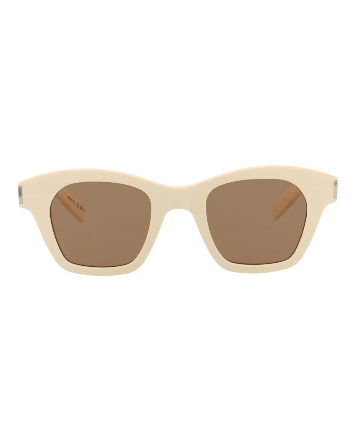 Saint Laurent Unisex Square/Rectangle Ivory Ivory Brown Fashion Designer Eyewear
