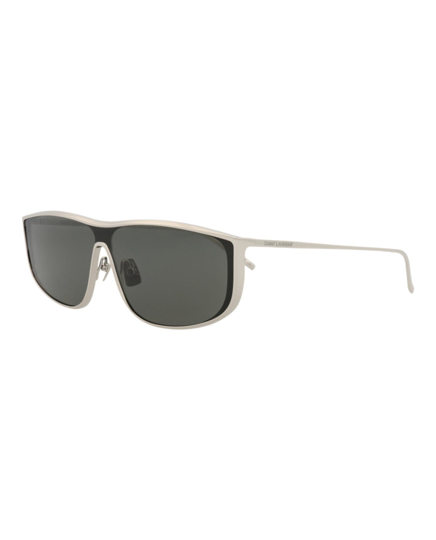 Saint Laurent Unisex Shield/Wrap Silver Silver Grey Fashion Designer Eyewear