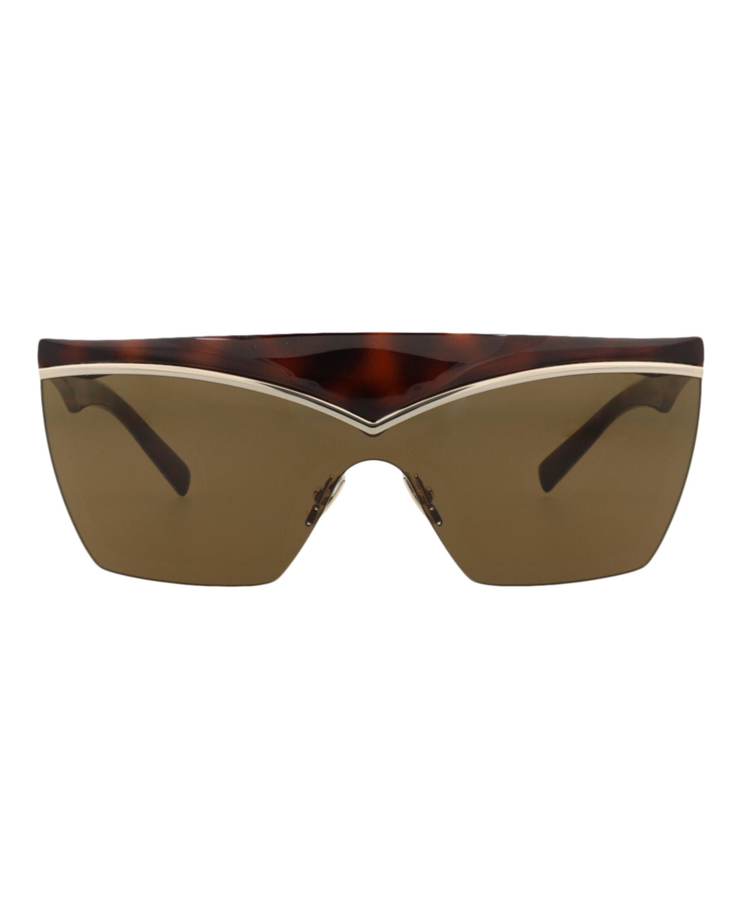 Saint Laurent Womens Shield/Wrap Havana Havana Brown Fashion Designer Eyewear