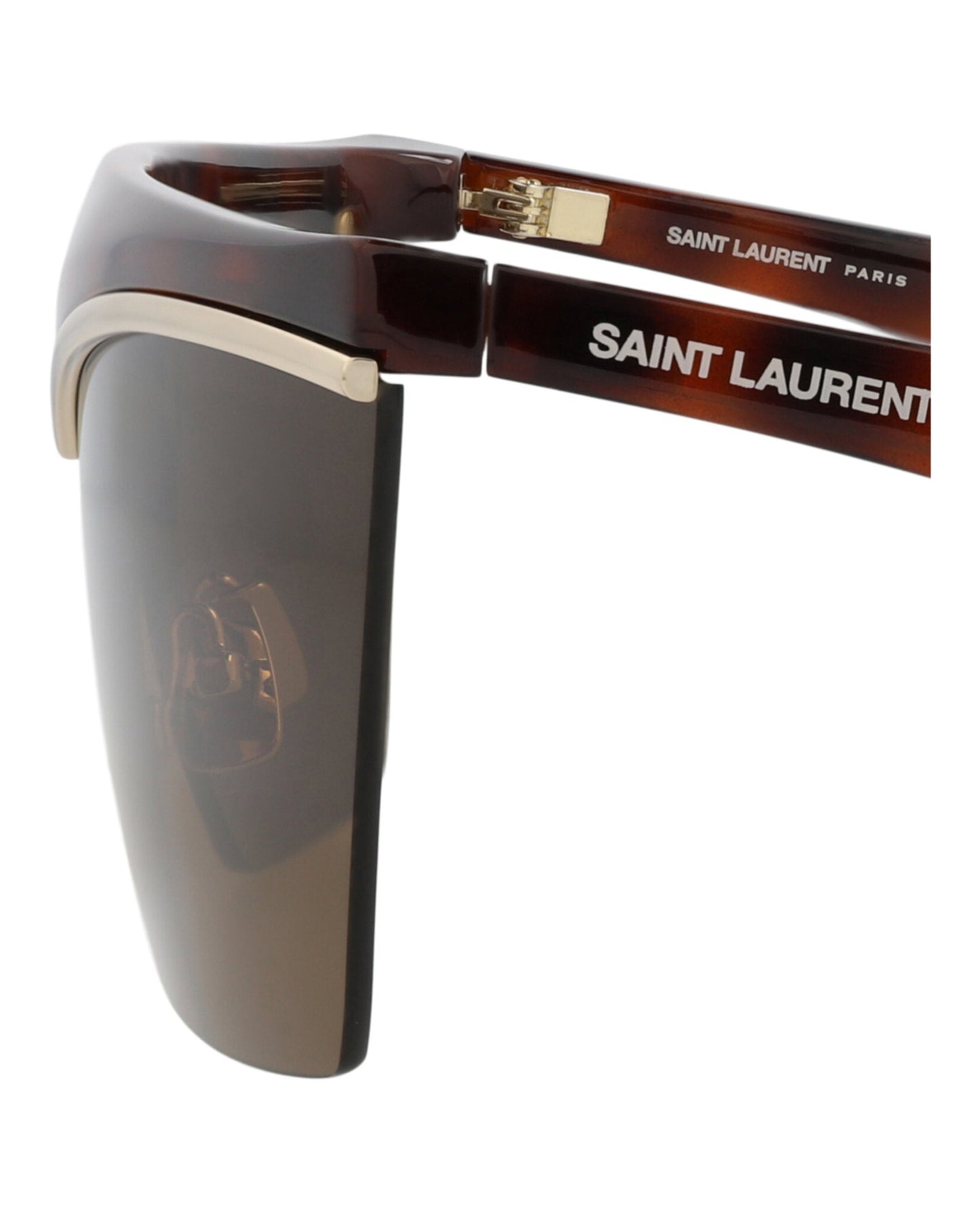 Saint Laurent Womens Shield/Wrap Havana Havana Brown Fashion Designer Eyewear