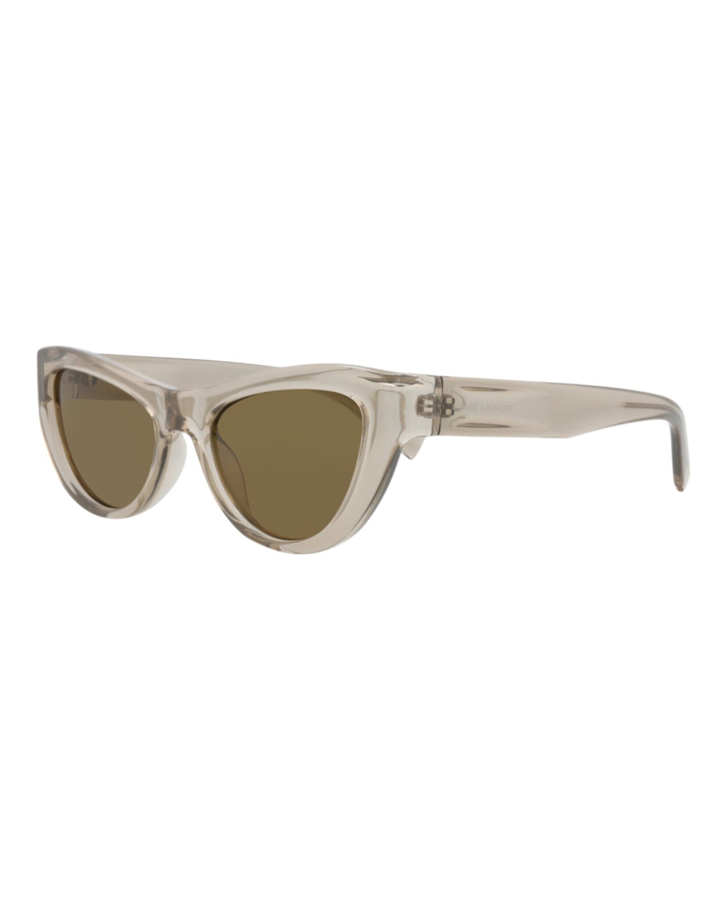 Saint Laurent Womens Cat Eye Beige Beige Brown Fashion Designer Eyewear