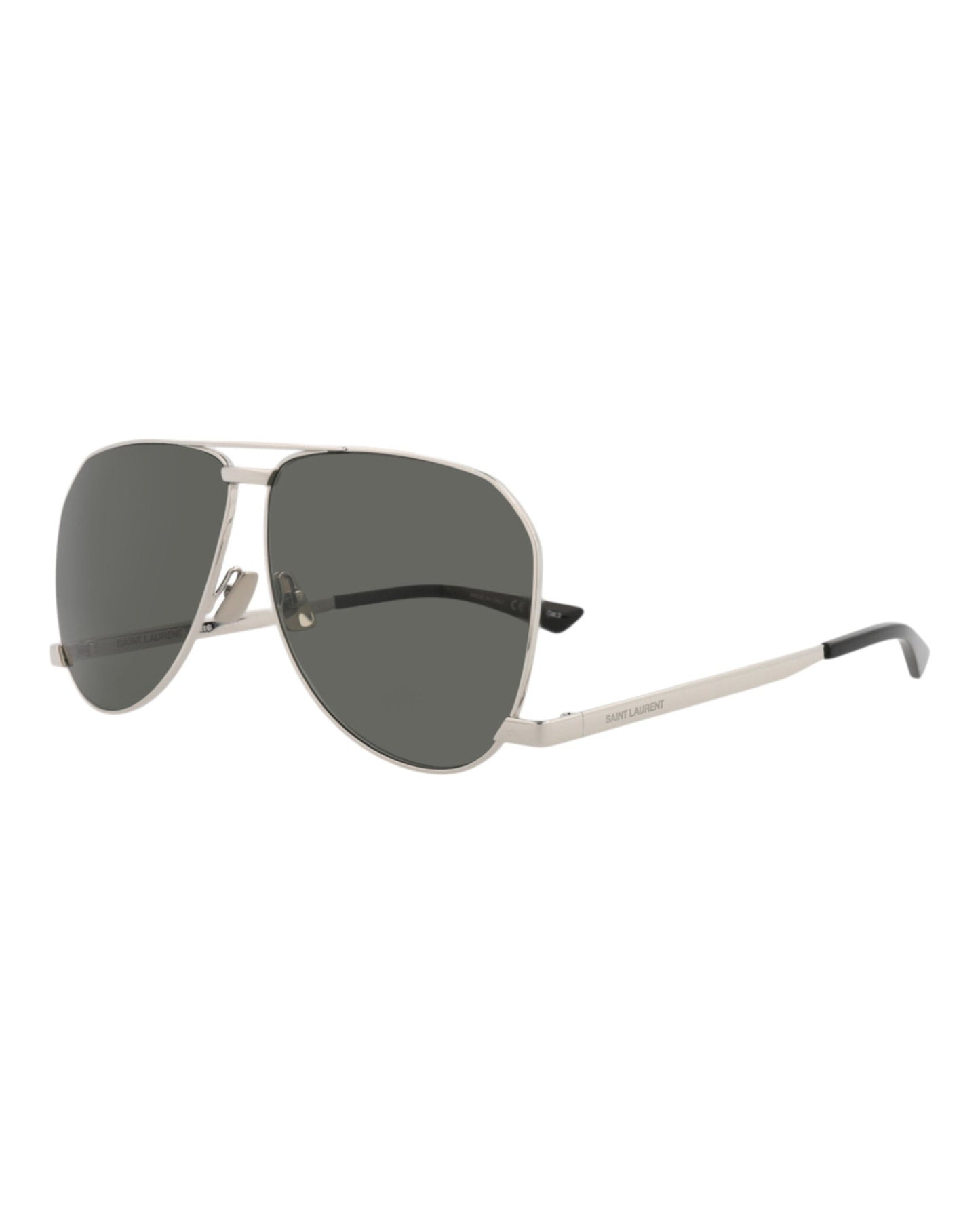Saint Laurent Mens Aviator Silver Silver Grey Fashion Designer Eyewear