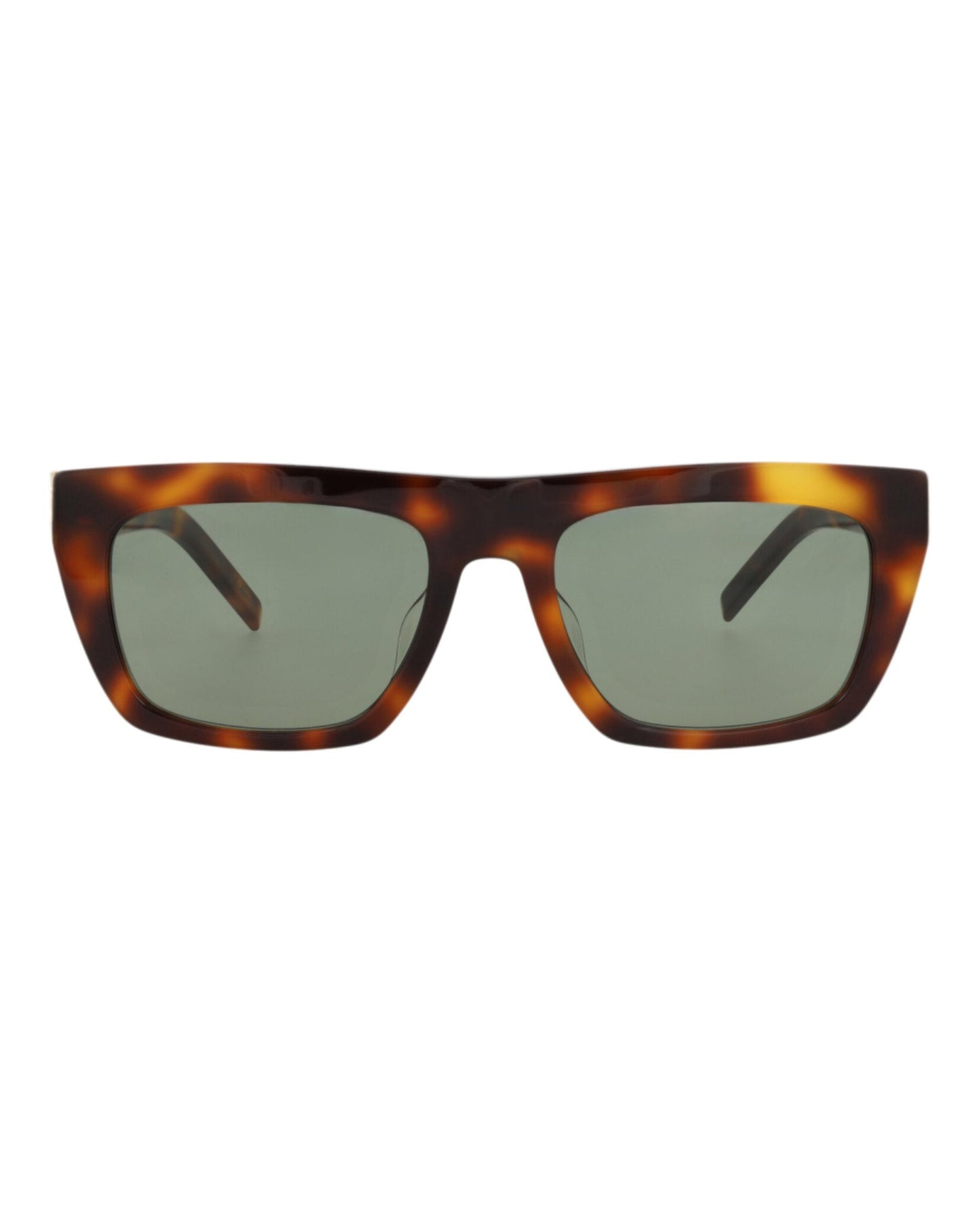 Saint Laurent Unisex Square/Rectangle Havana Havana Green Fashion Designer Eyewear