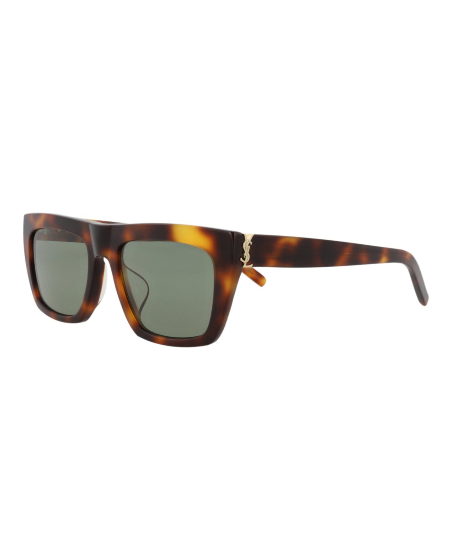 Saint Laurent Unisex Square/Rectangle Havana Havana Green Fashion Designer Eyewear