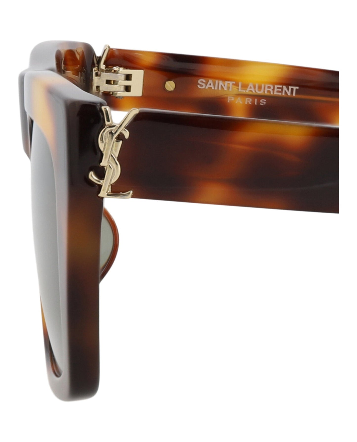 Saint Laurent Unisex Square/Rectangle Havana Havana Green Fashion Designer Eyewear