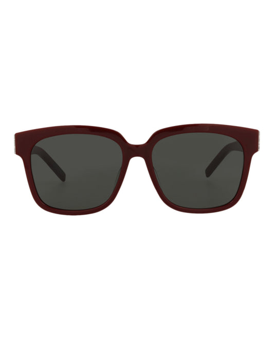 Saint Laurent Womens Square/Rectangle Burgundy Burgundy Grey Fashion Designer Eyewear