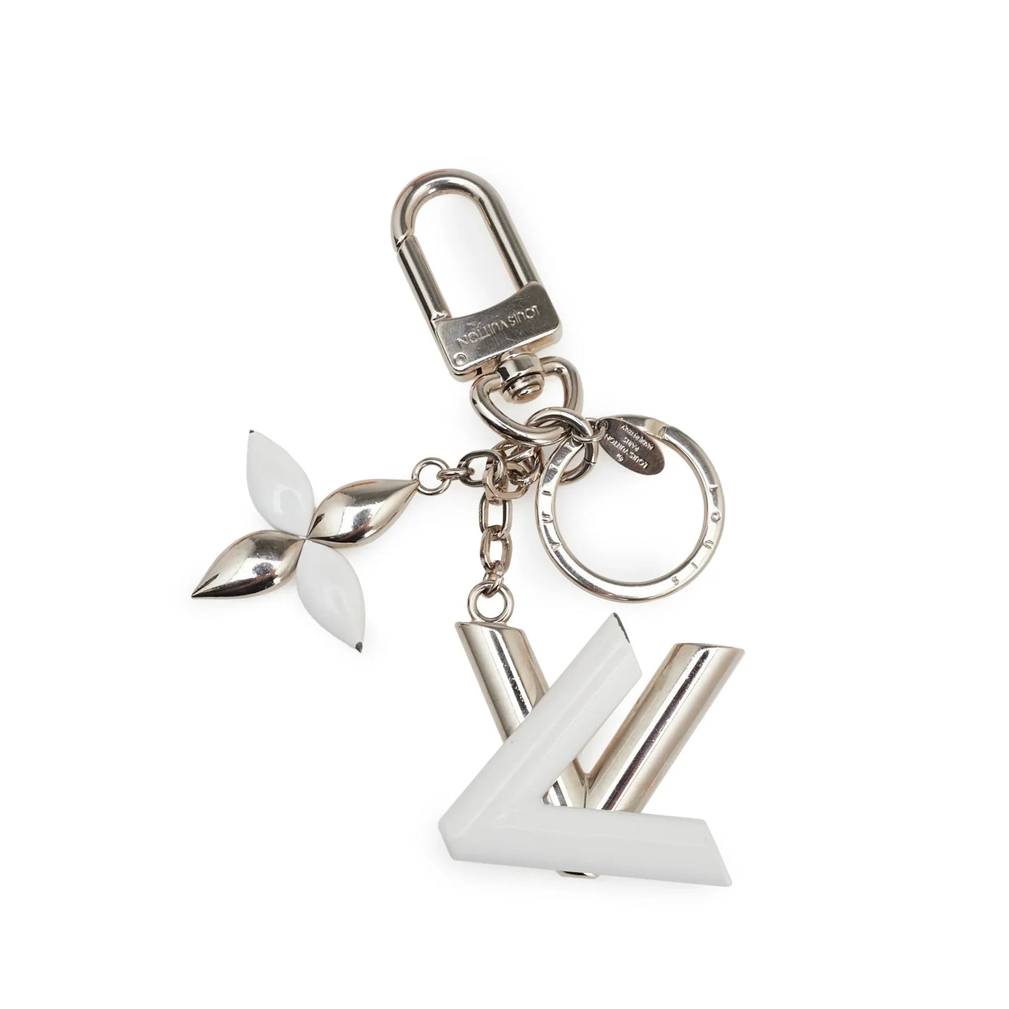 Silver Louis Vuitton Silver Resin LV Twist Key Ring