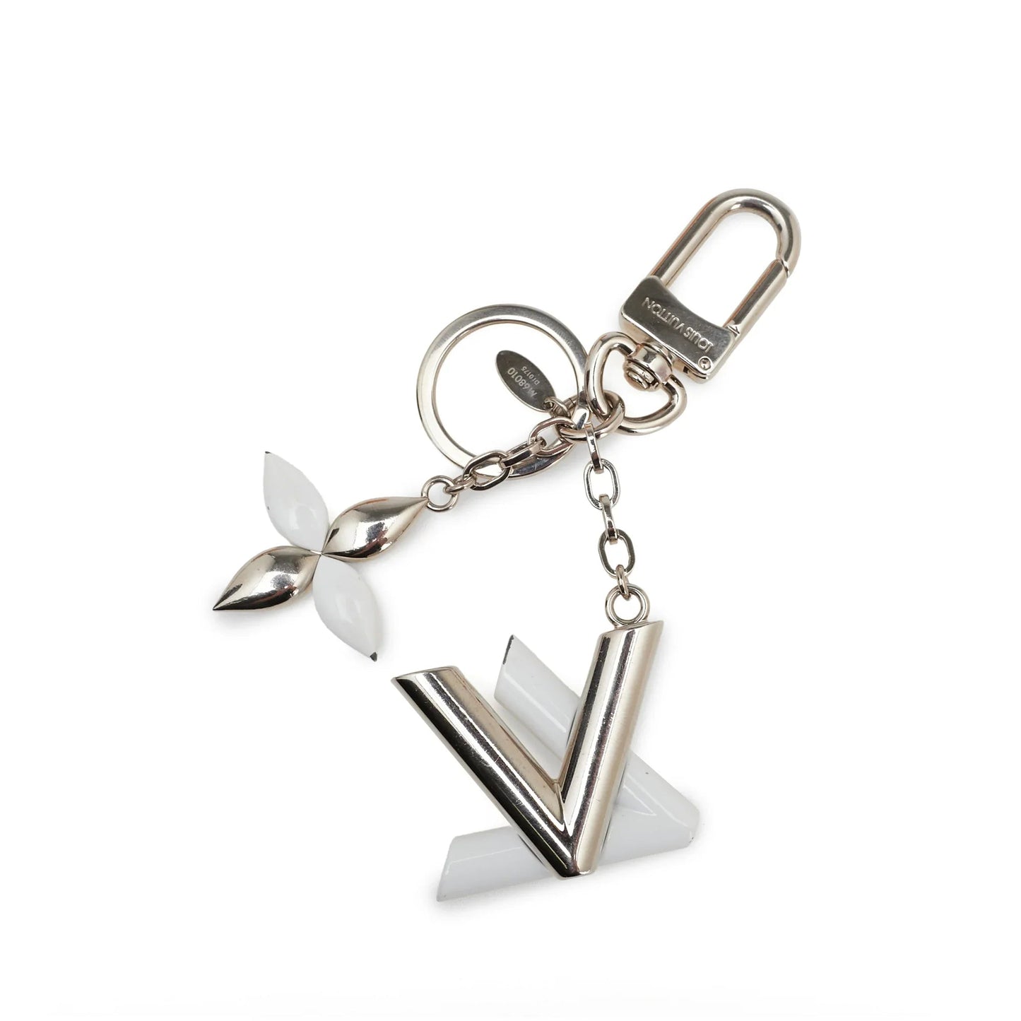 Silver Louis Vuitton Silver Resin LV Twist Key Ring