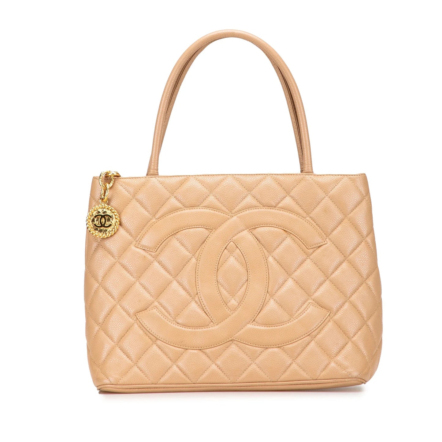 Tan Chanel Caviar Medallion Tote