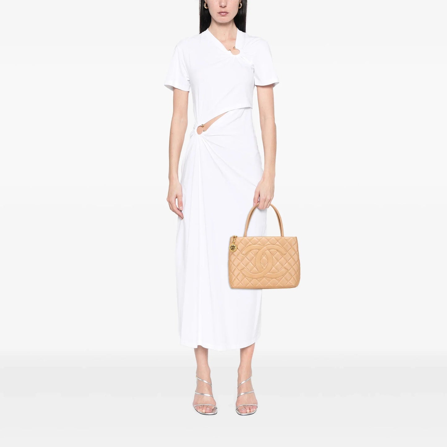 Tan Chanel Caviar Medallion Tote