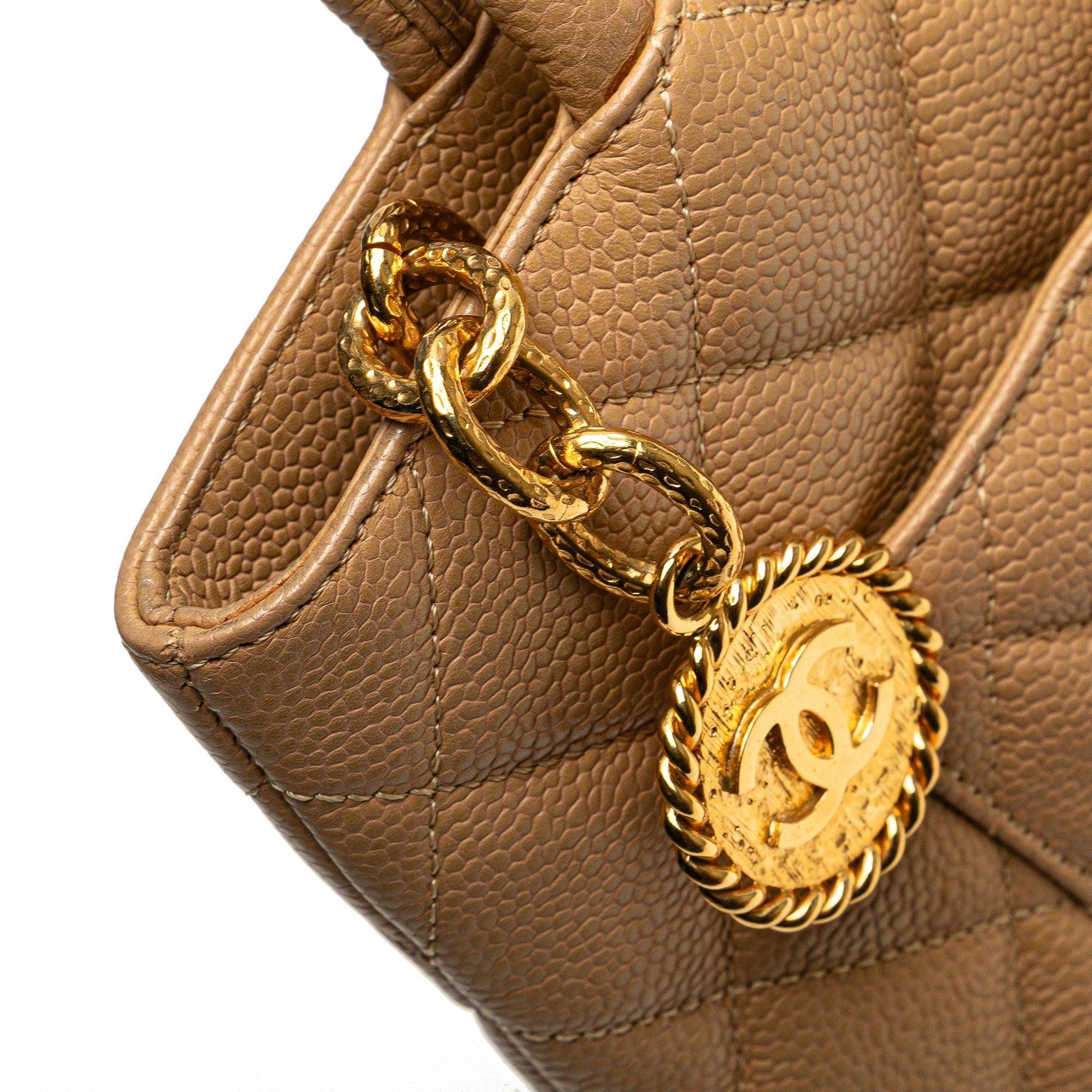 Tan Chanel Caviar Medallion Tote