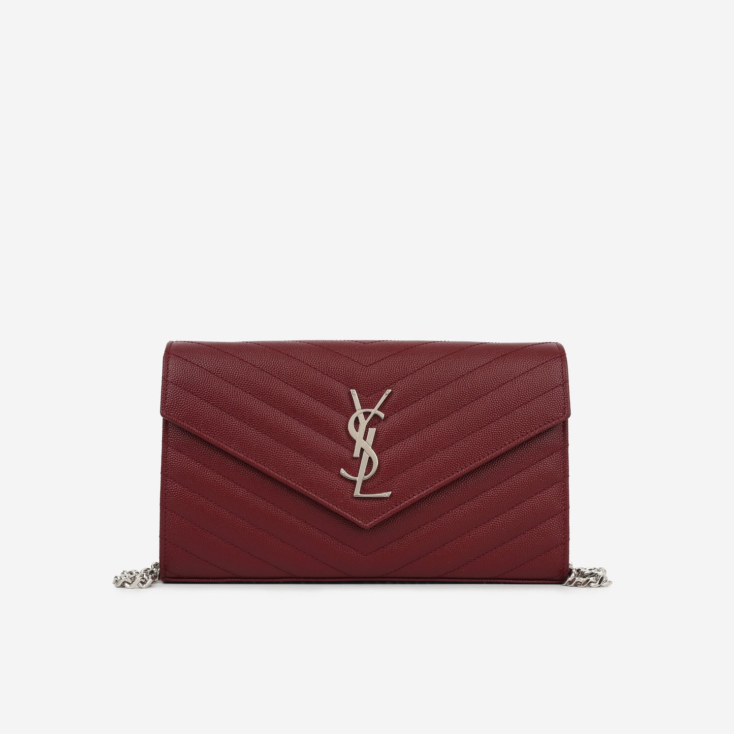 Saint Laurent Cassandre Chain Wallet - Burgundy