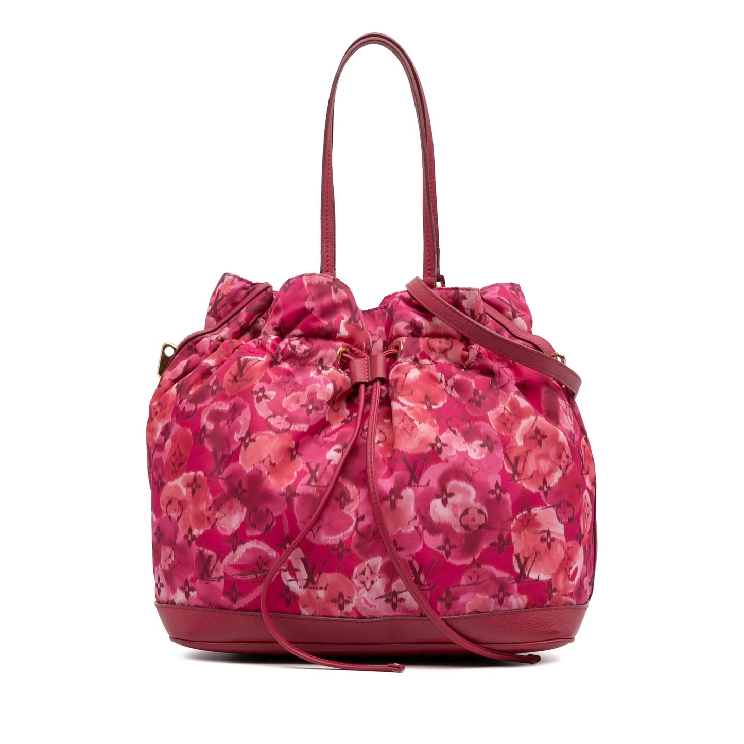 Pink Louis Vuitton Limited Edition Monogram Nylon Ikat Noefull MM Bucket Bag
