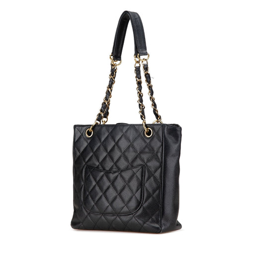 Black Chanel Caviar Petite Shopping Tote