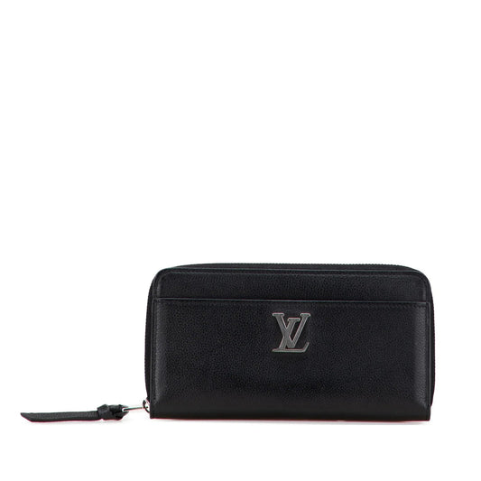Black Louis Vuitton Leather Lockme Zippy Wallet