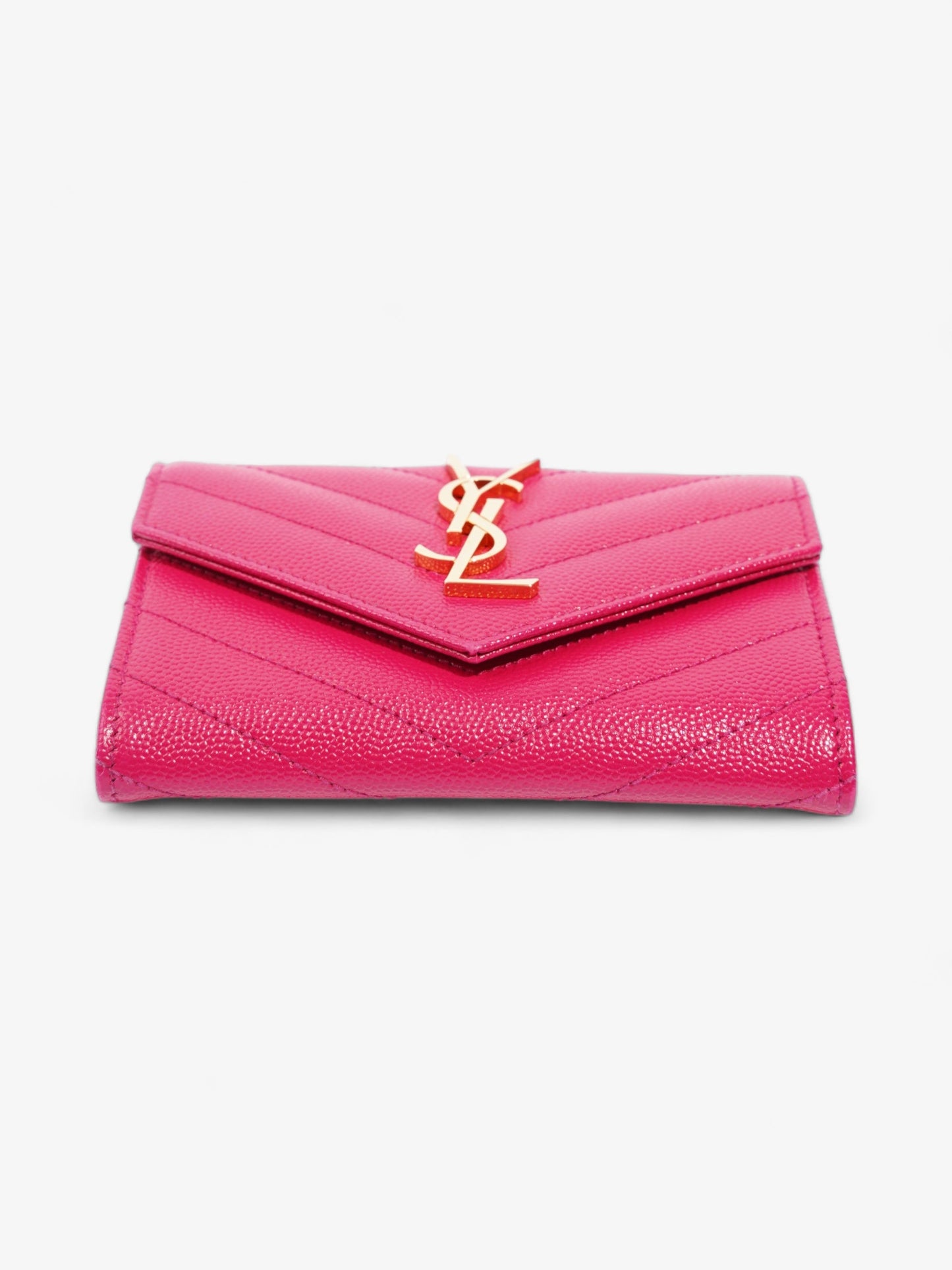 Saint Laurent Monogram Envelope Wallet Bubblegum Pink Calfskin Leather Small