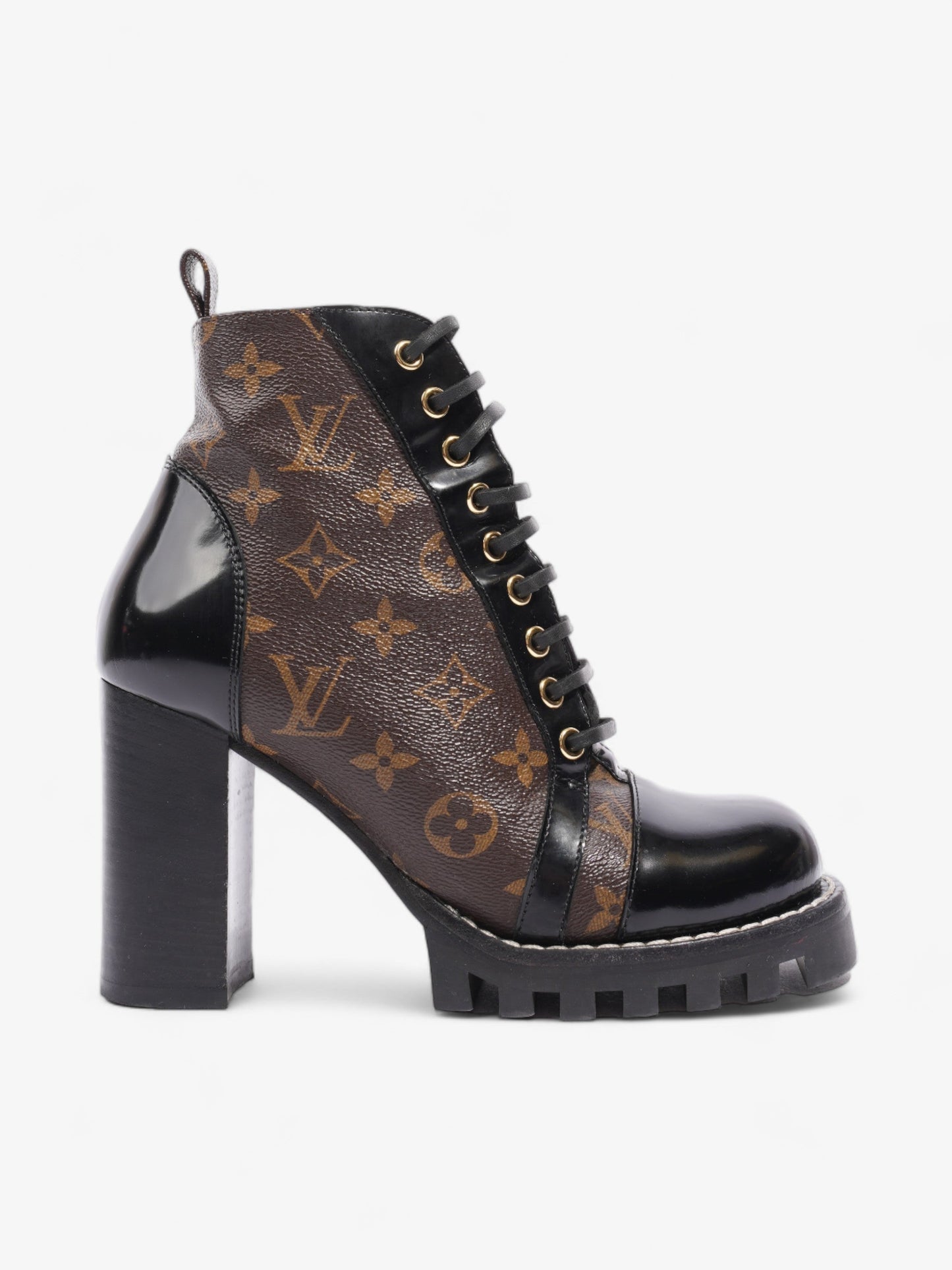 Louis Vuitton Star Trail Ankle Boots 90 Black / Brown Monogram Leather EU 38 UK 5