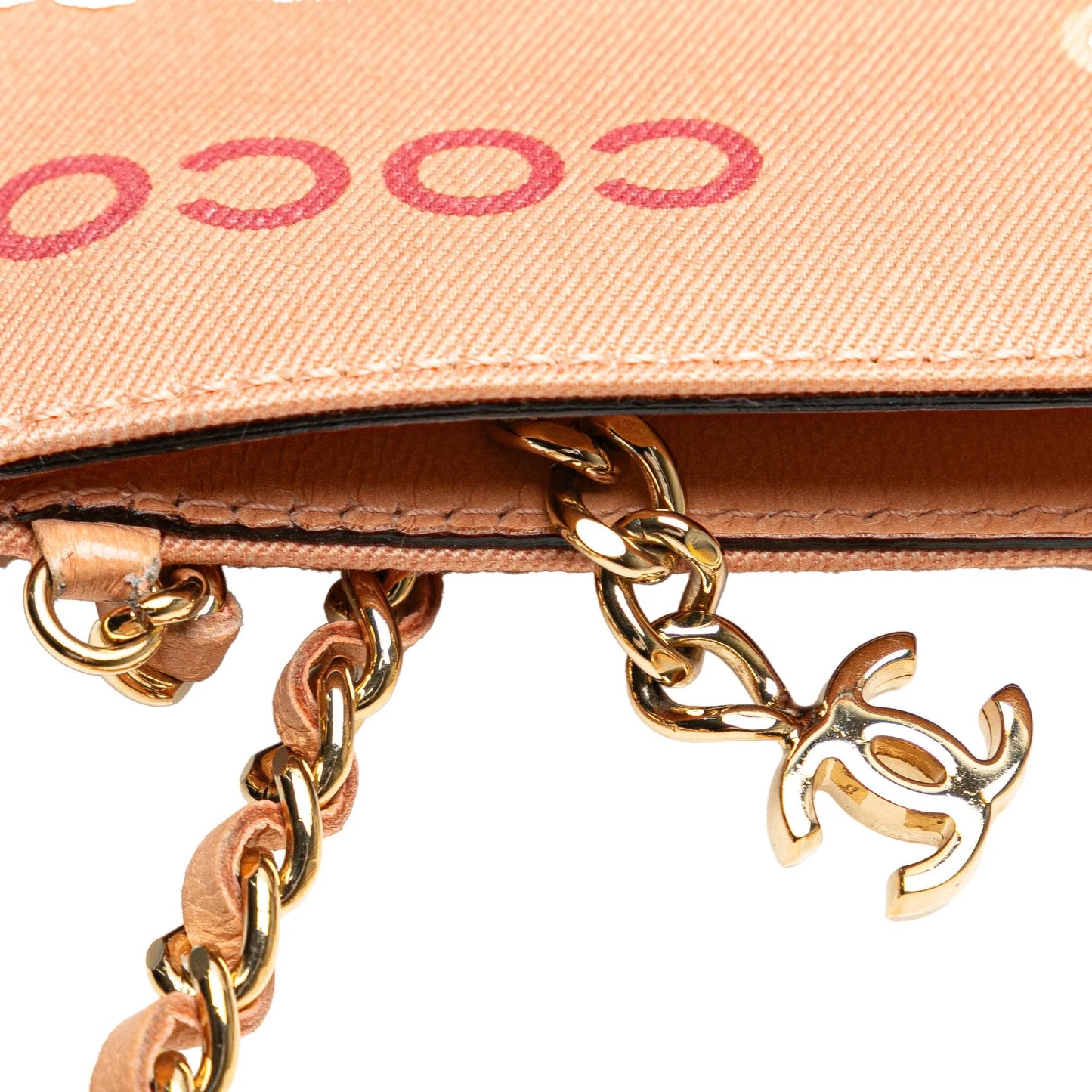 Pink Chanel Canvas Coco Chain Pochette Handbag