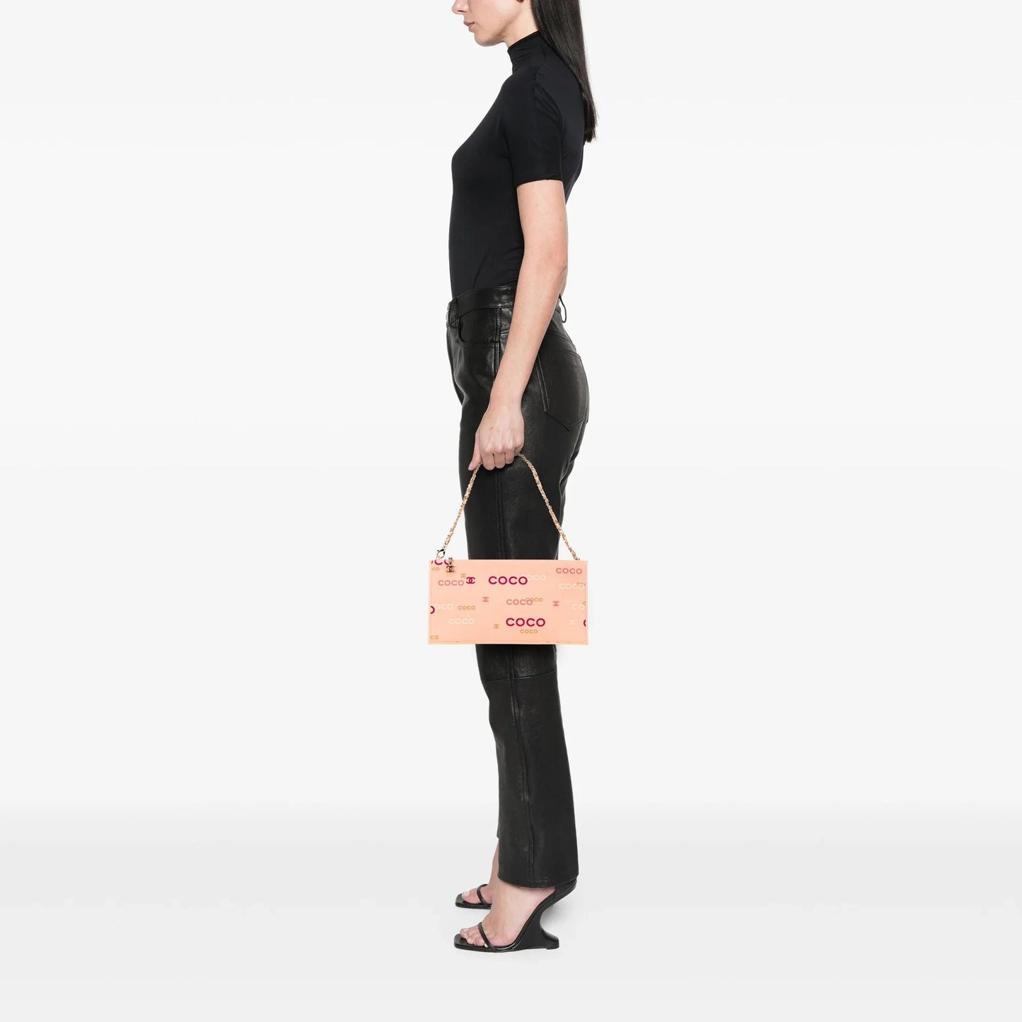 Pink Chanel Canvas Coco Chain Pochette Handbag
