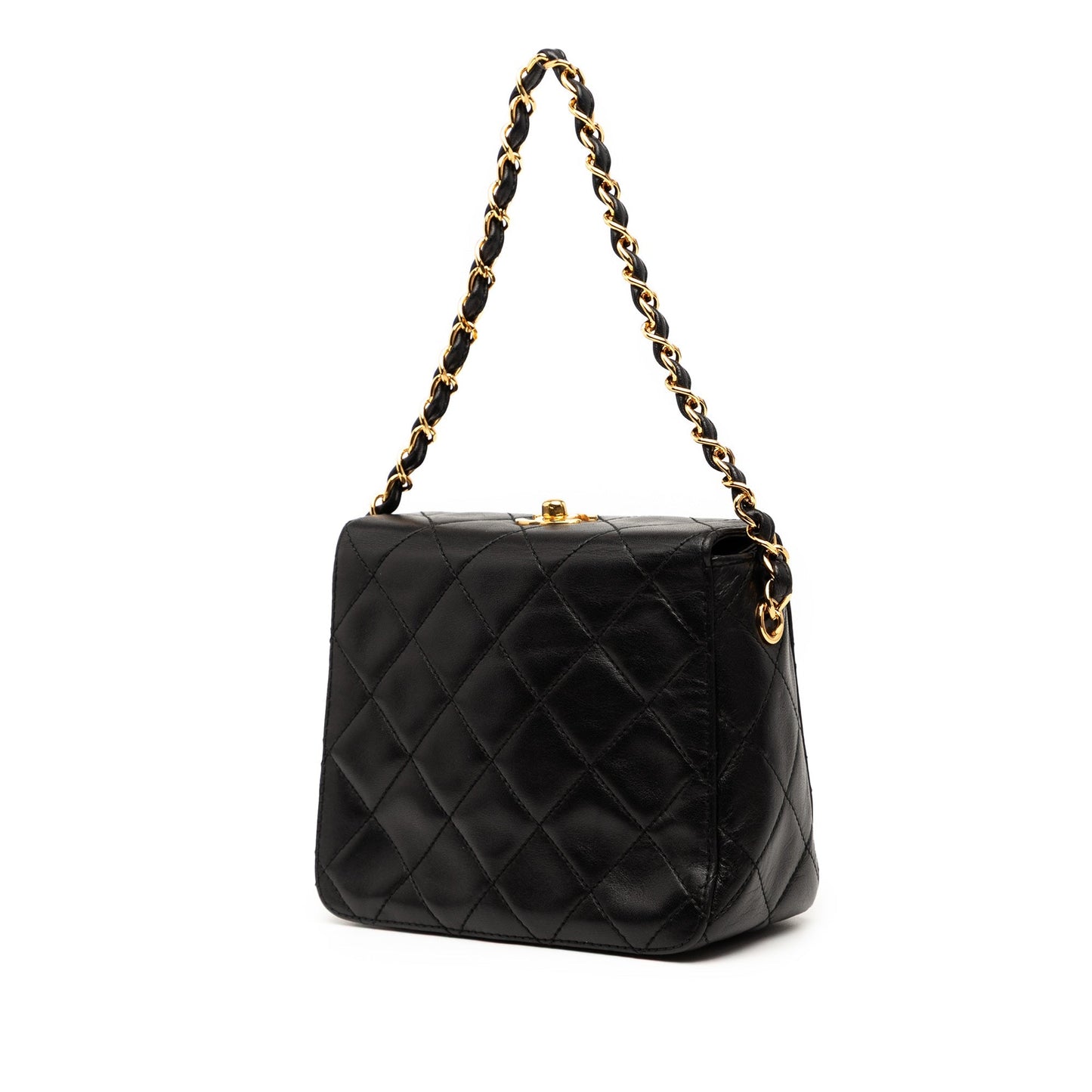 Black Chanel CC Quilted Lambskin Turnlock Handbag